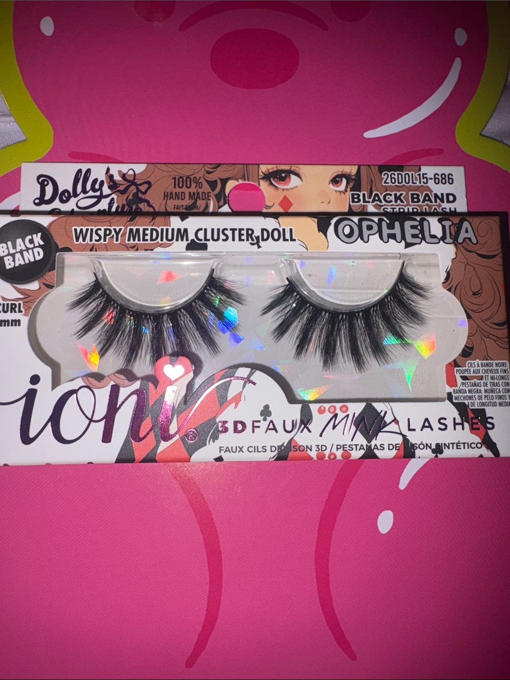 Ophelia Wispy Medium Cluster Doll 3D Faux Mink Lashes - Black brand new